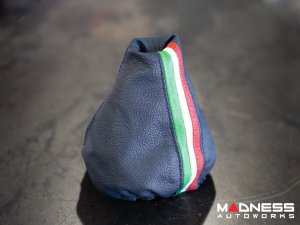 FIAT 500 Gear Shift Boot - Blue Leather w/ Italian Stripes